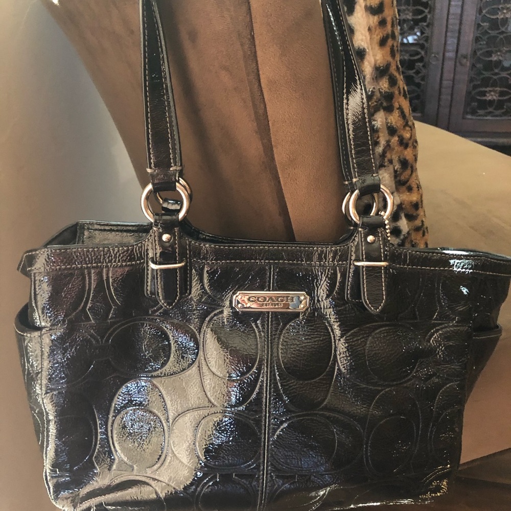 Black leather Coach purse